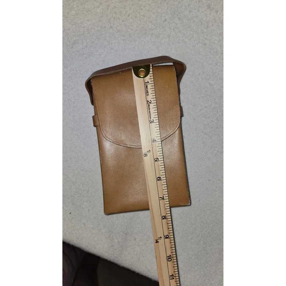 Vintage Polaroid Tan Leather Camera Carrying Case Pouch with Strap Logo Embossed